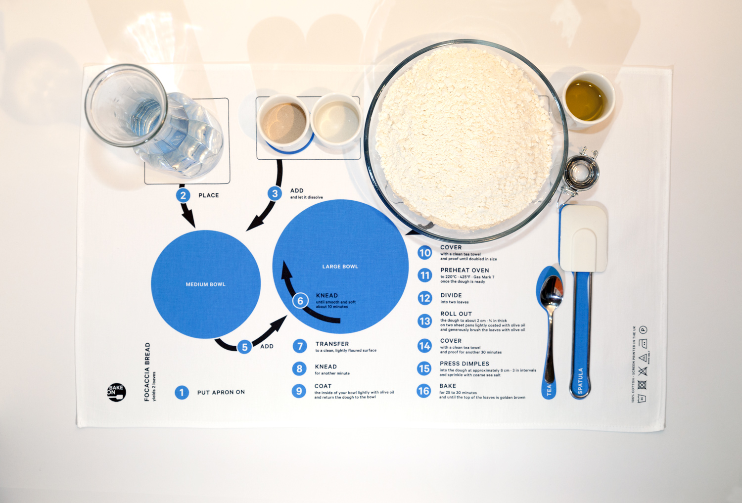 click to see larger version of Focaccia Bread towel with ingredients Focaccia Bread towel with ingredients