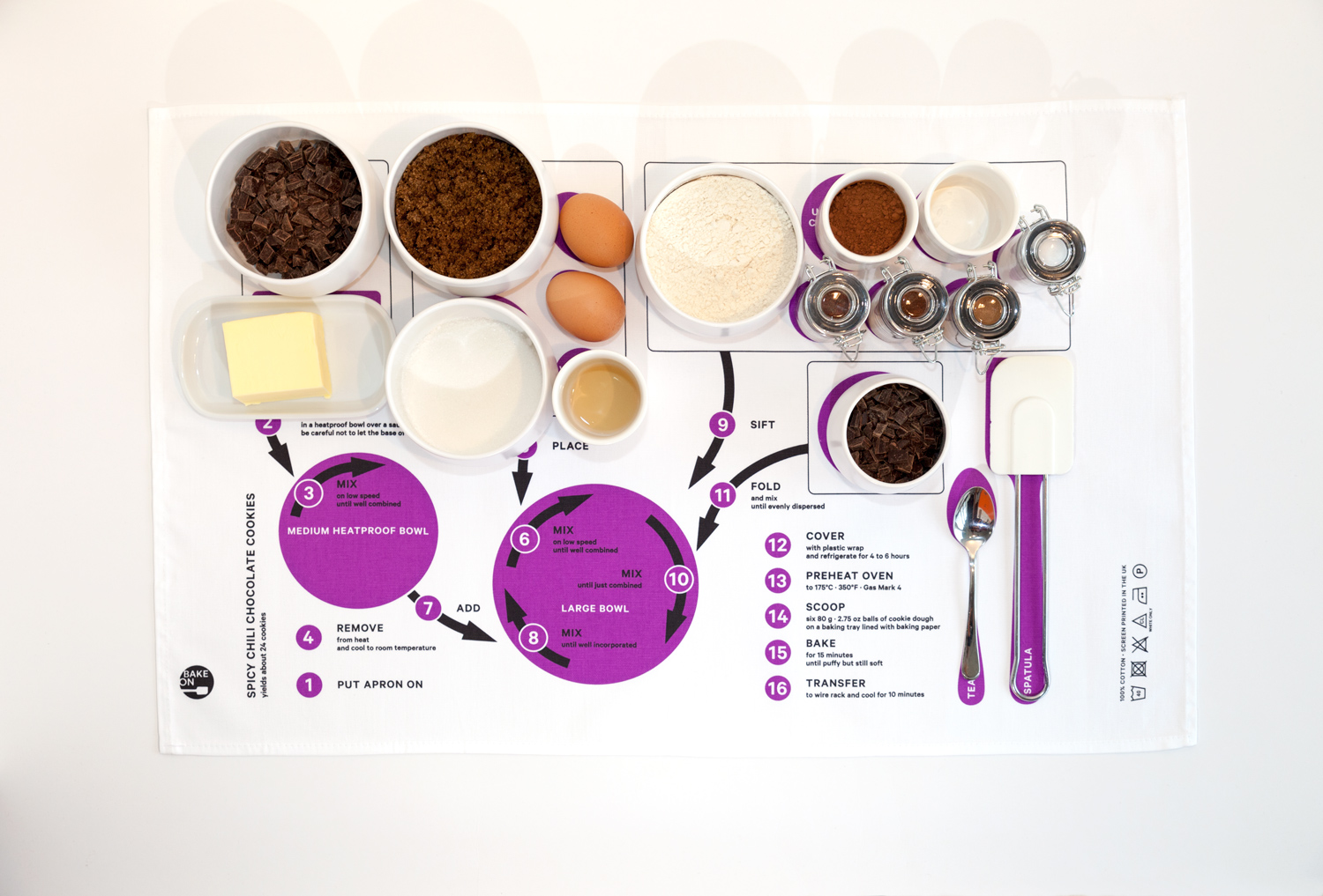 click to see larger version of Spicy Chili Chocolate Cookies towel with ingredients Spicy Chili Chocolate Cookies towel with ingredients