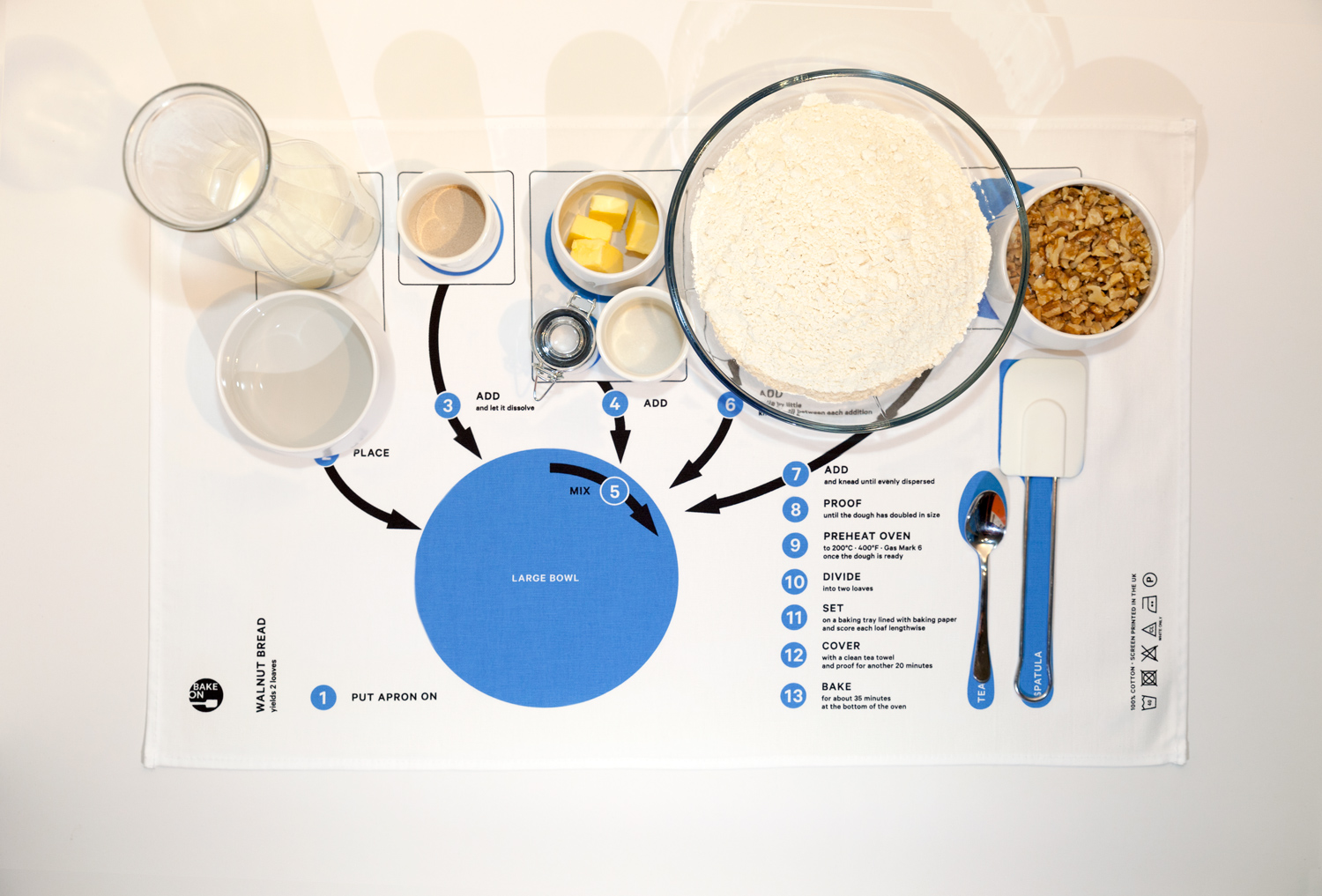 click to see larger version of Walnut Bread towel with ingredients Walnut Bread towel with ingredients